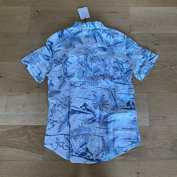 Onia Jungle Waterfall Jack Shirt in Blue and White - Picture 3 of 4